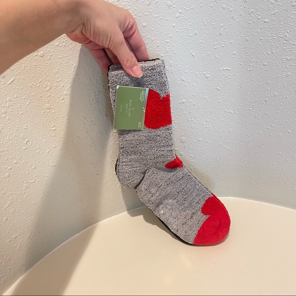 Kate Spade 2Pair Nonslip Crew Socks Black Grey Dots OS NWT - Picture 1 of 6